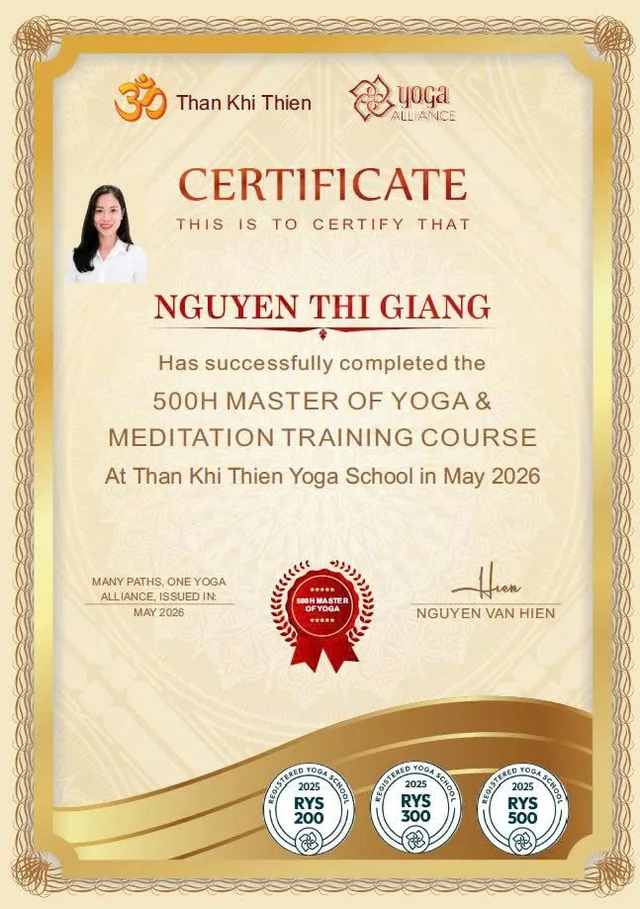 Chứng chỉ 500 giờ Master of Yoga & Meditation